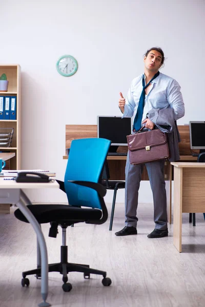 Young male employee being late for his job — Stock Photo, Image