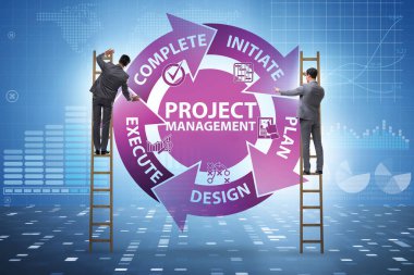 İş adamıyla aşamalı olarak proje yönetimi kavramı