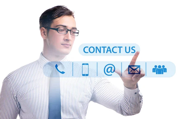 Businessman pressing in communication concept — Stock Photo, Image