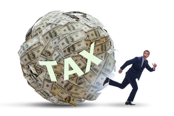 Businessman running away in tax concept — Stock Photo, Image