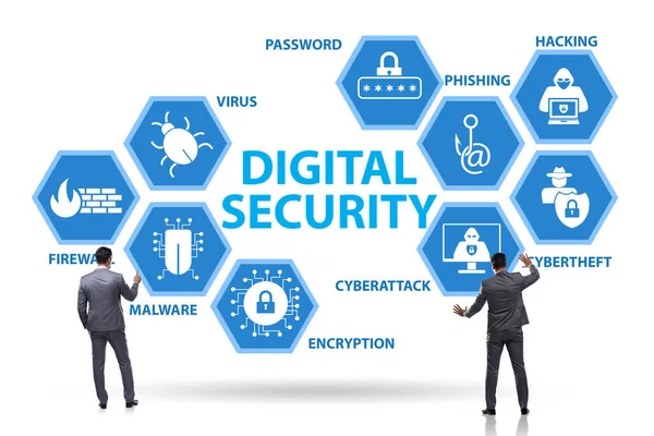 Conceito de segurança digital com elementos-chave — Fotografia de Stock