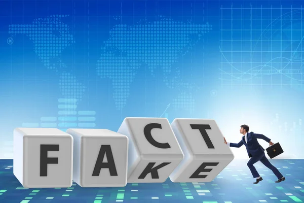 Face or fact concept with turning cubes — Stock Photo, Image