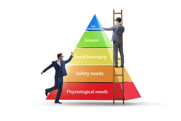Conceito de hierarquia Maslow de necessidades com homem de negócios — Fotografia de Stock