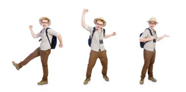 Avlanma konseptinde safari şapkalı bir adam