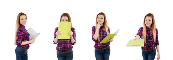 Junge Studentin isoliert auf weißem Hintergrund — Stockfoto