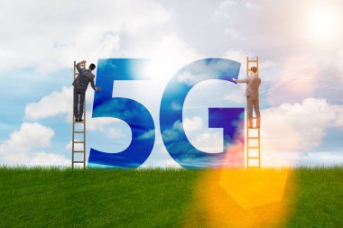 Siluetler ile 5G iletişim ağı kavramı