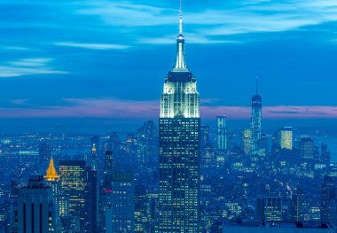 Günbatımında New York Manhattan manzarası