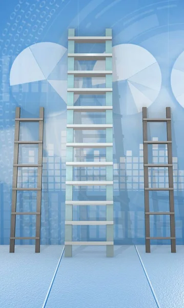 Different ladders in career progression concept - 3d rendering — Stock Photo, Image