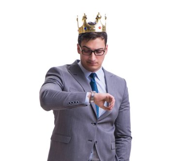 Kral işadamı beyaz arka planda izole edilmiş