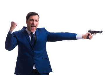 Beyaz zemin üzerinde izole iş adamı