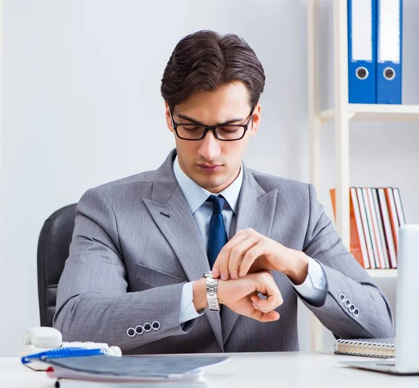 Young handsome businessman employee working in office at desk — Stock Photo, Image