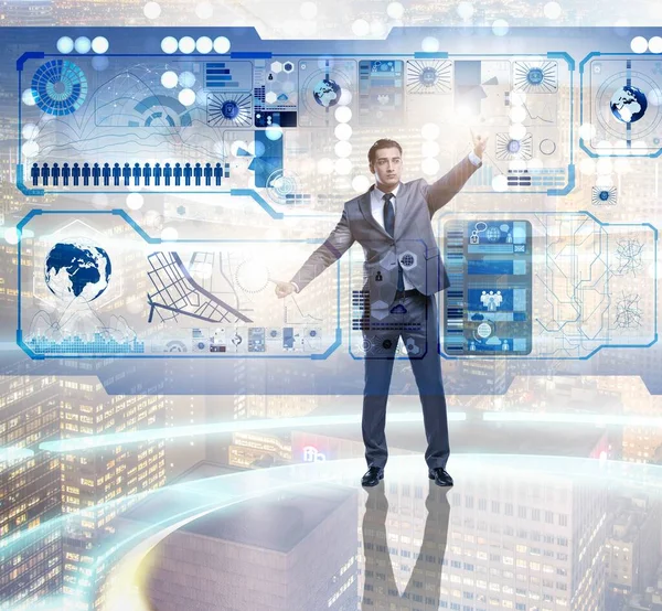 Zakenman in big data management concept — Stockfoto