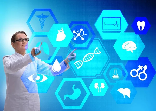 Woman doctor in telemedicine futuristic concept — Stock Photo, Image