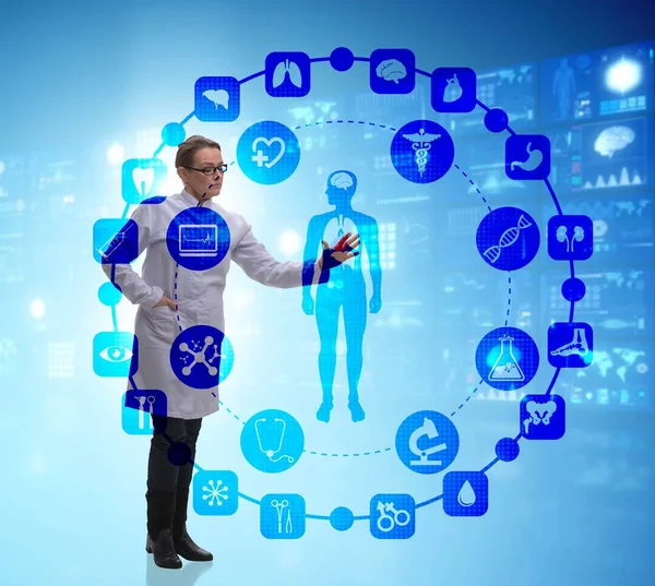 Kvinna läkare i telemedicin futuristiska koncept — Stockfoto