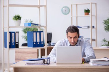 Ofiste çalışan genç bir muhasebeci.