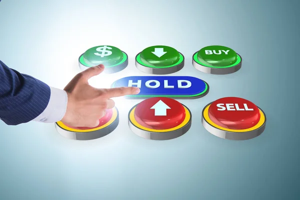 A részesedésszerzés és az értékesítés közötti kereskedelmi választás fogalma — Stock Fotó