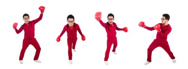 Beyaz tenli komik boksör.