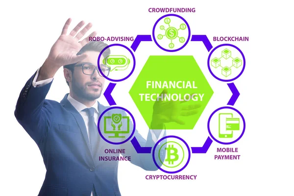 Homme d'affaires en technologie financière Fintech concept — Photo