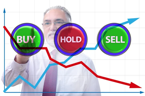 Begrip commerciële keuze tussen kopen en verkopen — Stockfoto