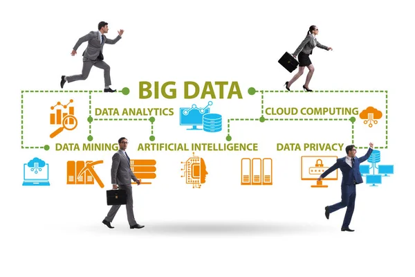 Ilustración del concepto de Big Data en computación moderna con empresas —  Fotos de Stock