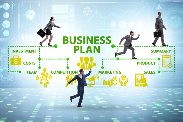 Концепция бизнес-плана с предпринимателем — стоковое фото