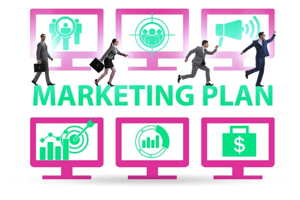 Marketing concept illustratie met zakenmensen lopen — Stockfoto