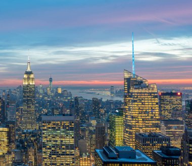 Günbatımında New York Manhattan manzarası