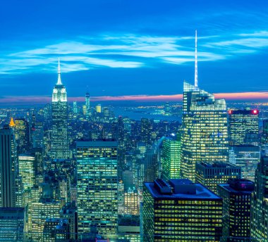 Günbatımında New York Manhattan manzarası