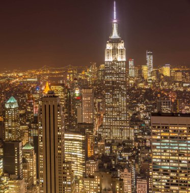 Günbatımında New York Manhattan manzarası