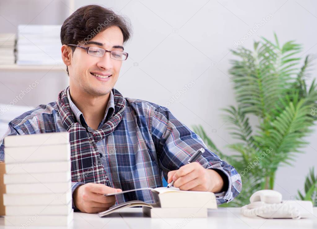 Writer presenting his books to public