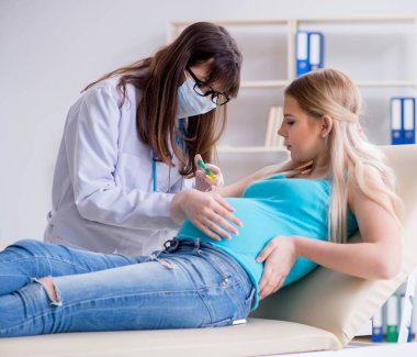 Hamile kadın düzenli hamilelik kontrolünde.