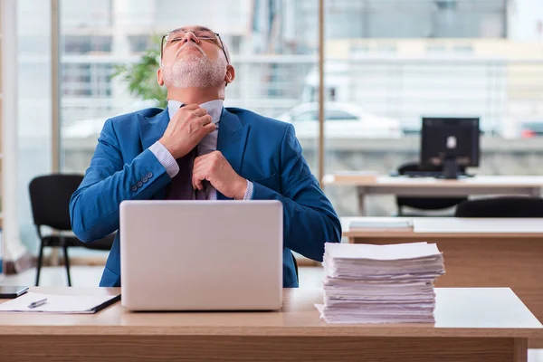 Alt männlich boss mitarbeiter working im die büro — Stockfoto