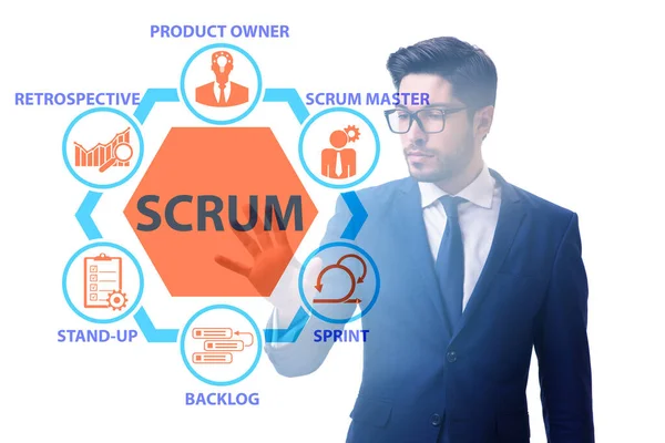 Zakenman in SCRUM agile methode concept — Stockfoto