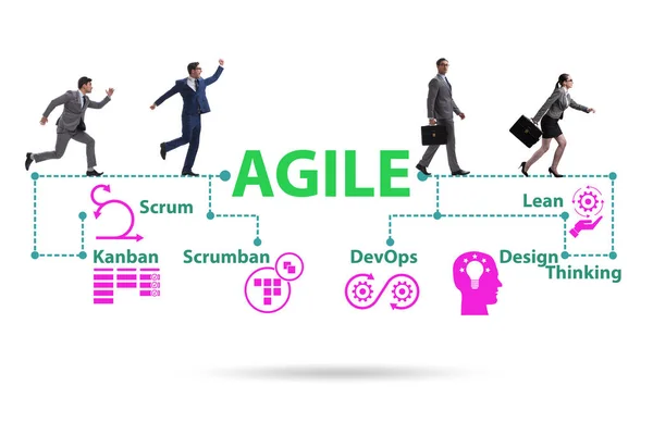 Деловые люди в различных гибких методов концепции — стоковое фото