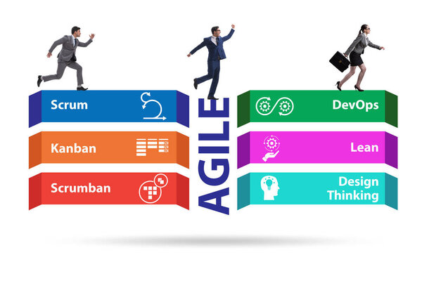 Деловые люди в различных гибких методов концепции