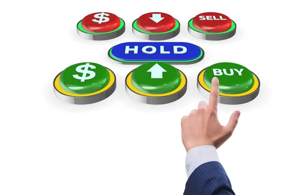 A részesedésszerzés és az értékesítés közötti kereskedelmi választás fogalma — Stock Fotó