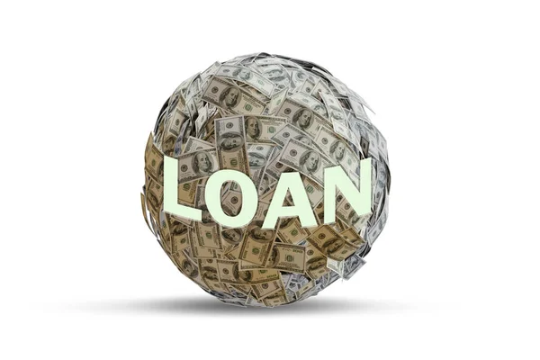 Dollar ball in debt loan concept - 3d rendering — Stock Photo, Image