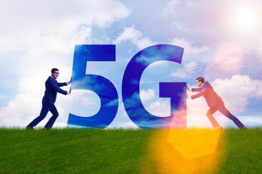 Siluetler ile 5G iletişim ağı kavramı