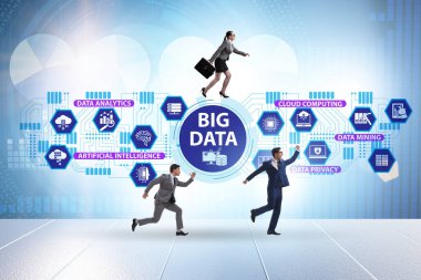 Modern bilgisayarda iş dünyasıyla ilgili büyük veri kavramı çizimi