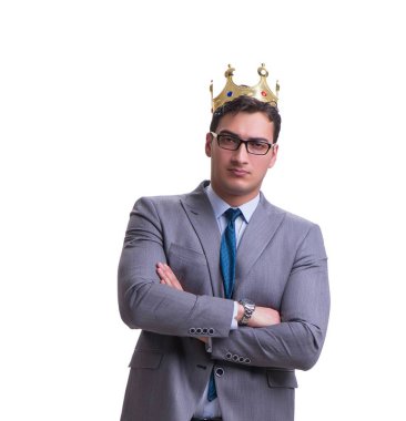 Kral işadamı beyaz arka planda izole edilmiş