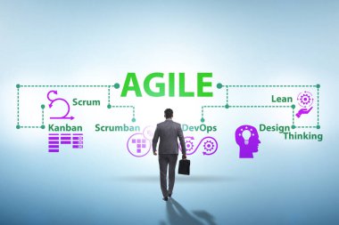 Çeşitli çevik metodlarda iş adamı