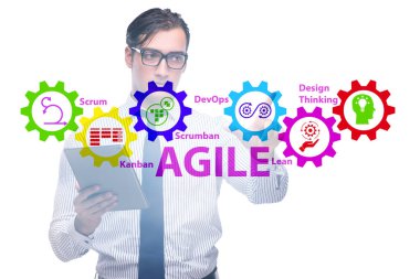 Tuşlara basan iş adamlarının çevik konsepti