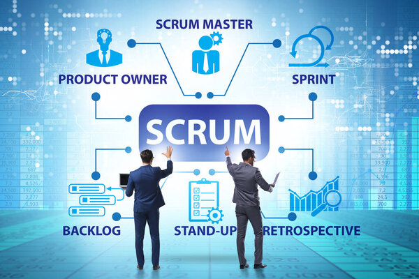 Бизнесмен в концепции гибкого метода SCRUM