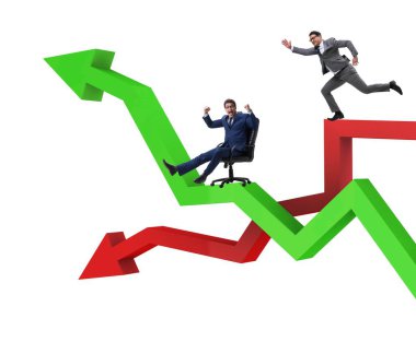 Kriz ve iyileşme konseptinde iş adamı