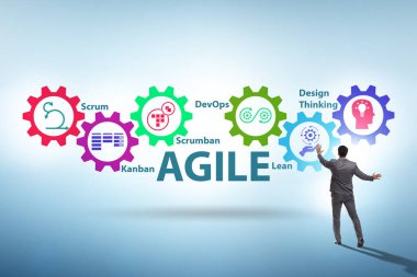 Çeşitli çevik metodlarda iş adamı