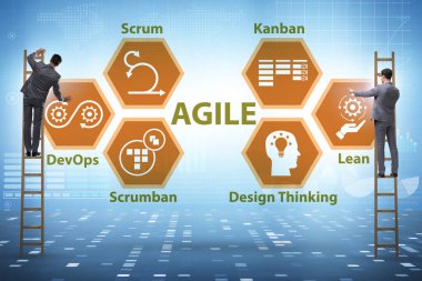 Çeşitli çevik metodlarda iş adamı