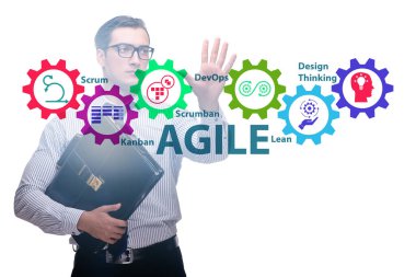 Tuşlara basan iş adamlarının çevik konsepti