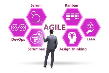 Çeşitli çevik metodlarda iş adamı