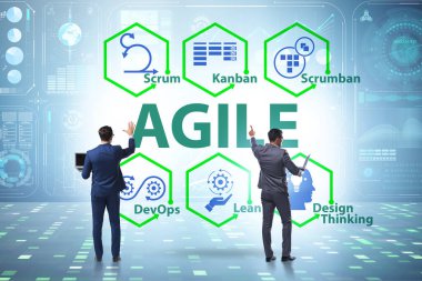 Çeşitli çevik metodlarda iş adamı