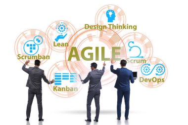 Çeşitli çevik metodlarda iş adamı